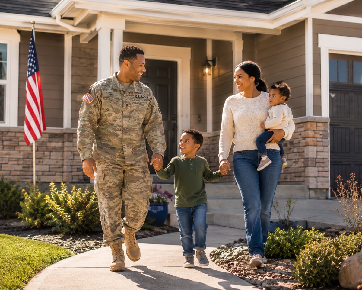 A U.S. service member and their family at home, honoring those who served